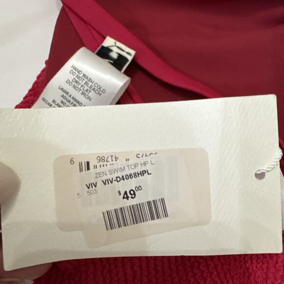 Dipping Daisys Red Coral Bikini Top Size Large NWT Padding - Picture 7 of 8